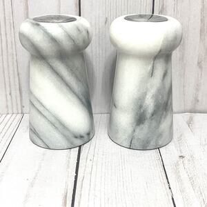 Vintage 4” Marble Salt and Pepper Shakers Gailstyn- Sutton White & Gray